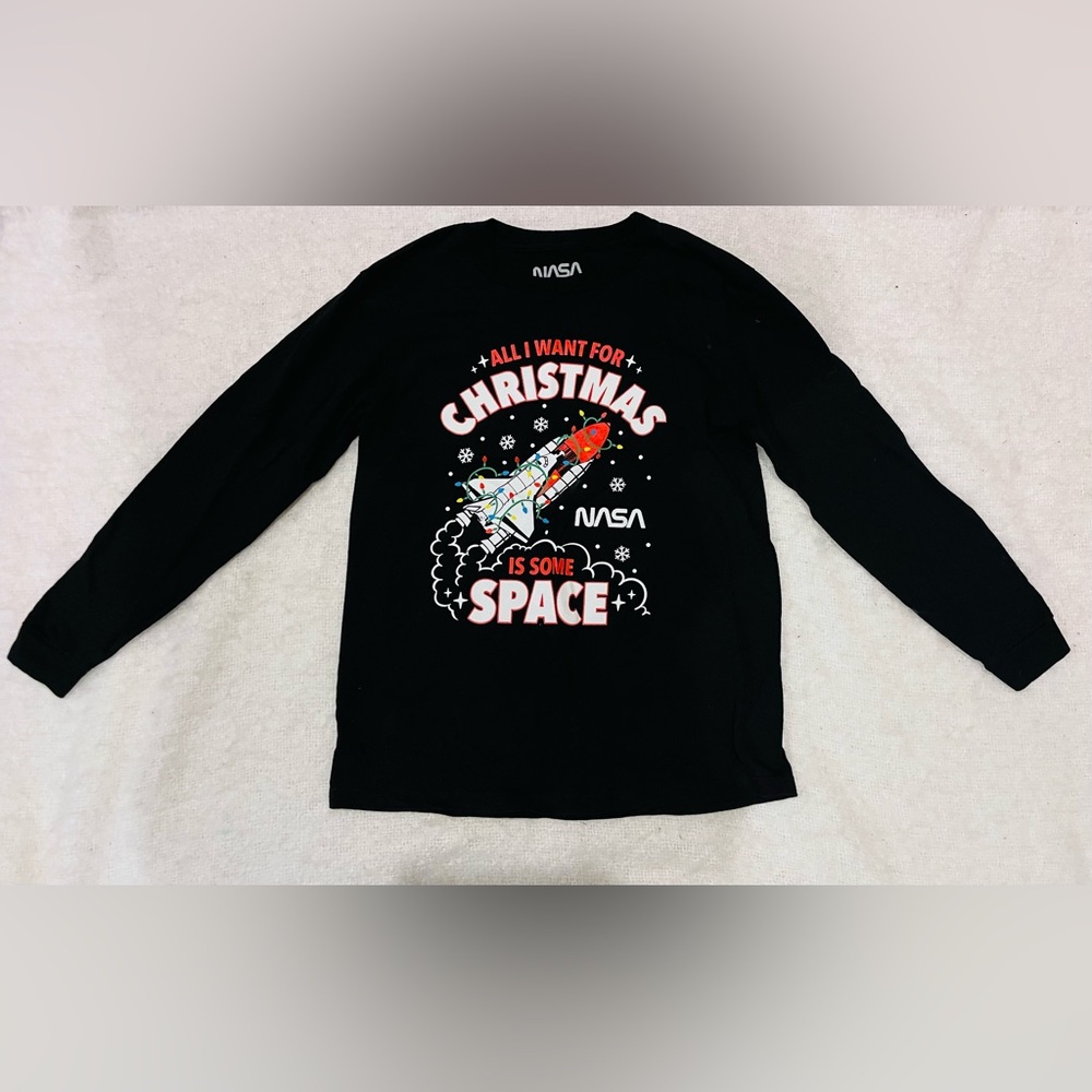 NASA black long sleeve Christmas shirt Size M 14/16